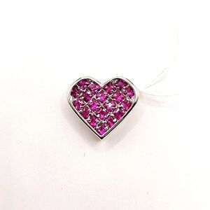 Heart Shaped Ruby cz Encrusted Silver Plated Pendant New